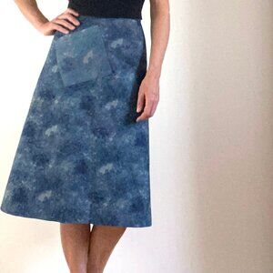 Antoni + Alison London designer duo a-line blue wash midi skirt size small 26 27